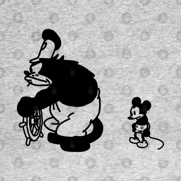 Angry Cat and Sad Mouse in Steamboat Willie 1928 by ellenhenryart